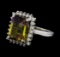 5.54 ctw Ametrine Quartz and Diamond Ring - 14KT White Gold