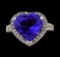 GIA Cert 7.72 ctw Tanzanite and Diamond Ring - 14KT White Gold