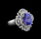 4.07 ctw Tanzanite and Diamond Ring - 14KT White Gold