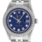 Rolex Mens Stainless Steel Blue String Diamond 36MM Datejust Wristwatch