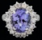 14KT White Gold 7.59 ctw Tanzanite and Diamond Ring