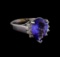 4.47 ctw Tanzanite and Diamond Ring - 14KT White Gold