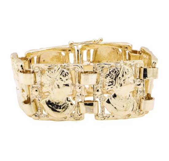 Sculpted Station Bracelet - 14KT Yellow Gold