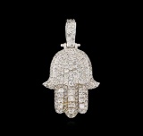 2.10 ctw Diamond Hamsa Pendant - 14KT White Gold