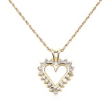 1.00 ctw Diamond Heart Shaped Pendant with Chain - 14KT Yellow Gold