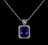 18KT White Gold 16.95 ctw Tanzanite and Diamond Pendant