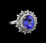 4.01 ctw Tanzanite and Diamond Ring - Platinum