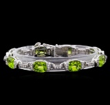 Crayola 20.00 ctw Peridot and White Sapphire Bracelet - .925 Silver