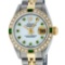 Rolex Ladies 2 Tone Yellow Gold Mother Of Pearl & Emerald Datejust Wristwatch