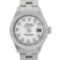 Rolex Ladies Stainless Steel White Diamond 18K Gold Bezel Datejust Wristwatch