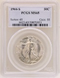 1944-S Walking Liberty Half Dollar Coin PCGS MS65