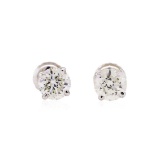 1.10 ctw Diamond Stud Earrings - 14KT White Gold
