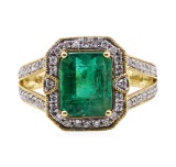 2.82 ctw Emerald and Diamond Ring - 18KT Yellow Gold