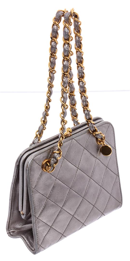 Chanel Metallic Silver Vintage Mini Quilted