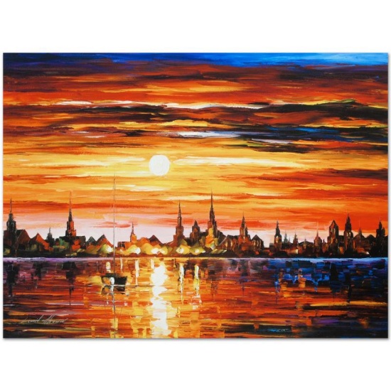 Sunset in Barcelona by Afremov (1955-2019)