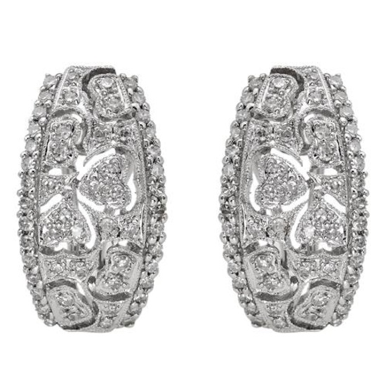 14k White Gold 0.68CTW Diamond Earrings, (SI3/G-H)