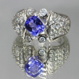 2.50 ctw Tanzanite and Diamond Ring - 14KT White Gold