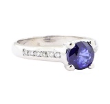 1.82 ctw Sapphire and Diamond Ring - 14KT White Gold