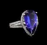 14KT White Gold 5.36 ctw Tanzanite and Diamond Ring