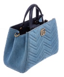 Gucci Light Blue Wash Matelasse Denim Small GG Satchel Bag