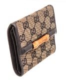 Gucci Tan Canvas Bamboo Compact Wallet