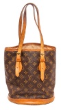 Louis Vuitton Monogram Canvas Leather Petit Bucket PM Bag