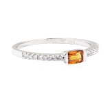 0.35 ctw Citrine and Diamond Ring - 14KT White Gold