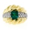 Vintage 18kt Gold 2.29 ctw GIA Certified Colombian Emerald and Diamond Cocktail
