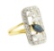 1.46 ctw Marquise Brilliant Blue Sapphire And Diamond Ring - 14KT Yellow And Whi