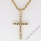 18kt Yellow Gold 0.40 ctw Round and Baguette Diamond Cross Pendant Necklace