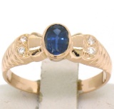 Vintage 18kt Rose Gold 0.68 ctw Sapphire and Diamond Ring