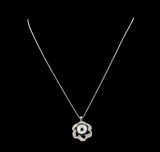 Pearl and Diamond Pendant With Chain - 14KT White Gold