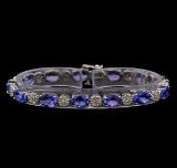 14KT White Gold 17.16 ctw Tanzanite and Diamond Bracelet