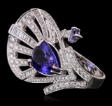 18KT White Gold 6.20 ctw Tanzanite and Diamond Ring