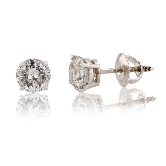 1.92 ctw Diamond 18K White Gold Earrings