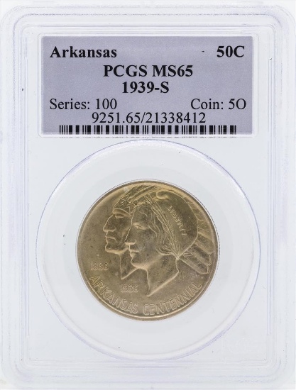 1939-S Arkansas Centennial Commemorative Half Dollar Coin PCGS MS65