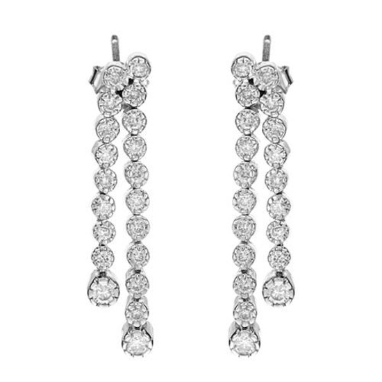 14k White Gold 0.98CTW Diamond Earrings, (I1-I2/H-I)