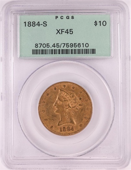 1884-S $10 Libery Head Eagle Gold Coin PCGS XF45
