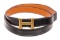 Hermes Vintage Black Brown Reversible Leather Gold Plated Skinny Belt