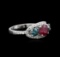 1.40 ctw Ruby and Diamond Ring - 14KT White Gold