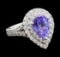 2.70 ctw Tanzanite and Diamond Ring - 14KT White Gold