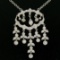 14k Solid White Gold 1.50 ctw Round Brilliant Diamond Tassel Chandelier Necklace