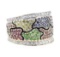 1.64 ctw Multi-colored Gemstone and Diamond Wide Band - 18KT Yellow And White Go