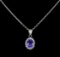 1.98 ctw Tanzanite and Diamond Pendant - 14KT White Gold