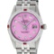 Rolex Mens Stainless Steel Pink Diamond & Ruby 36MM Datejust Wristwatch