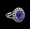 18KT White Gold 3.95 ctw Tanzanite and Diamond Ring