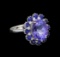 14KT White Gold 4.45 ctw Tanzanite, Sapphire and Diamond Ring