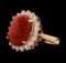 6.30 ctw Coral and Diamond Ring - 14KT Rose Gold