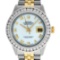 Rolex Mens 2 Tone MOP Roman 3 ctw Channel Set Diamond Datejust Wristwatch