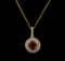 2.24 ctw Ruby and Diamond Pendant With Chain - 14KT Yellow Gold